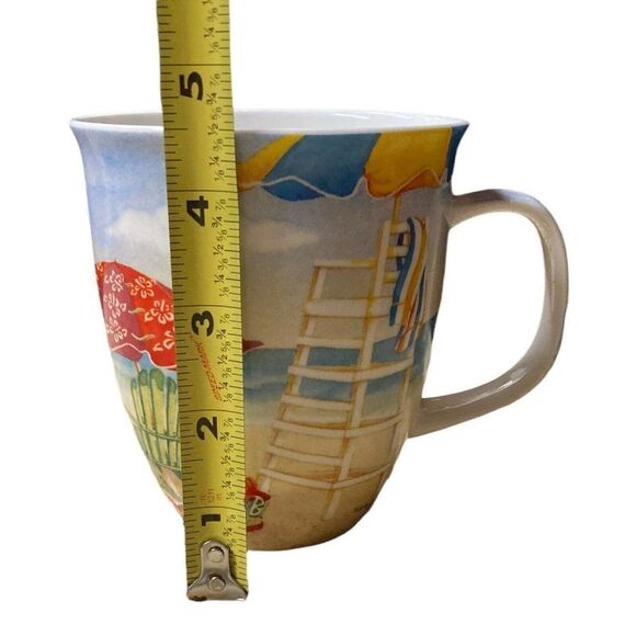 Cape Shore Beach Chairs Umbrella Design Harbor Style Coffee Mug Barbara Bayer - Picture 3 of 6